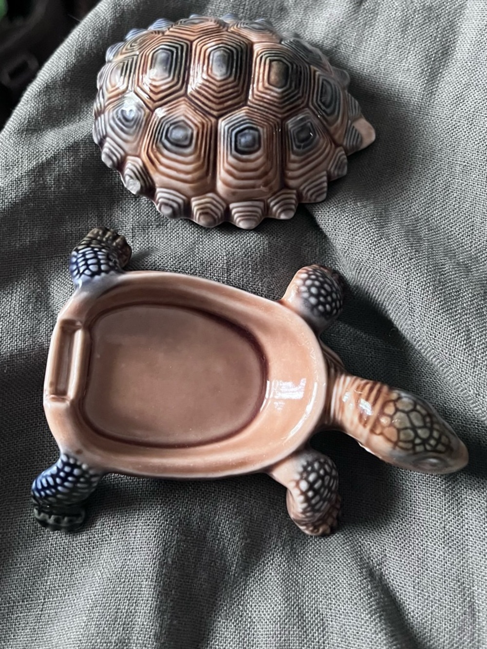 Brown Ceramic Turtle Trinket Box - Decorative Home Accent